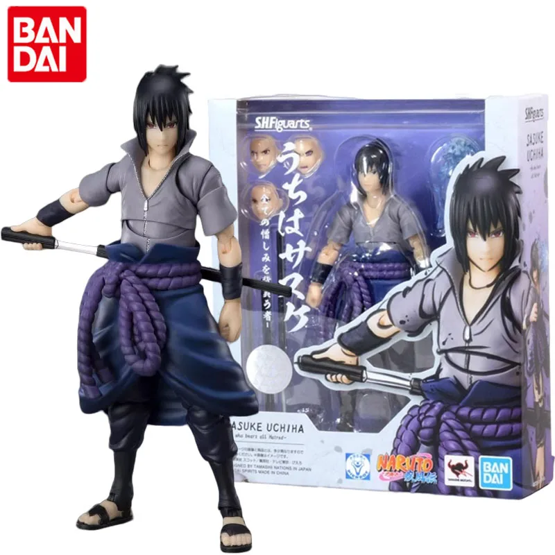 

Bandai Genuine NARUTO Anime Figure SHF Uchiha Sasuke Action Figure Toys for Boys Girls Kids Christmas Gift Collectible Model