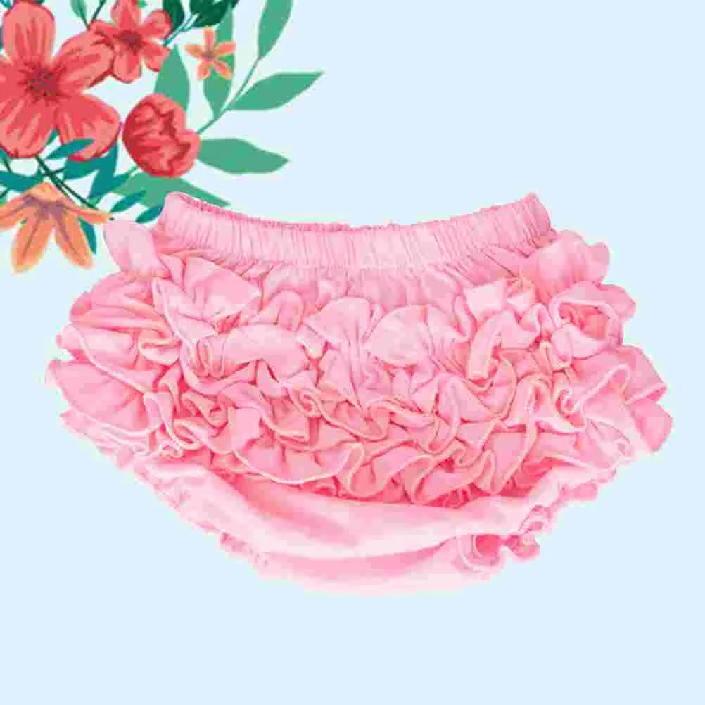 Baby Girl Ruffle Lace Pure Cotton Panties Diaper Cover for Halloween Size S(Pink) Baby girl pants Baby panties