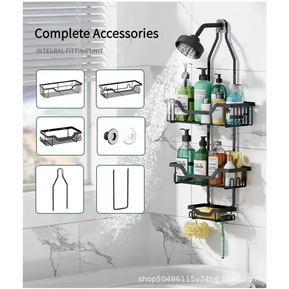 Bathroom Shower Box Storage Rack Shower Room Wall Mounted Shelf No Drilling Shower Organizer Soap Rack