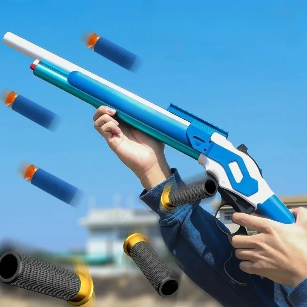 Soft Bullet Gun Toy Shell Ejection Throwing Gun Blaster Plastic Manual Launcher Model for  Adults
