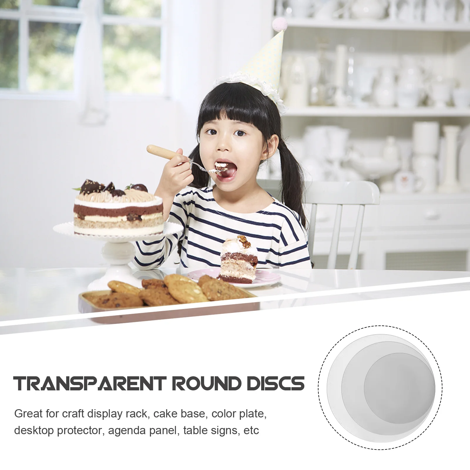 

3pcs Round Acrylic Cake Disk 3 Sizes Clear Craft Discs For Dessert Tray Painting Plate Diy Project Table Sign Cake Display Board