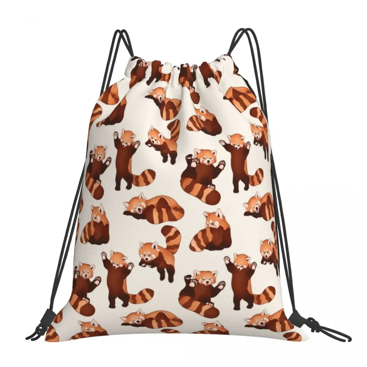 

Red Panda Pattern Backpacks Casual Portable Drawstring Bags Drawstring Bundle Pocket Sports Bag Book Bags For Travel Students