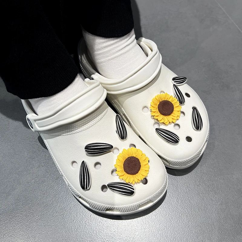 

New Cutes Shoes Accessories DIY Creative Melon Sunflower Seeds Cave Shoes Flower Shoes on the Decorations Removable Accessories