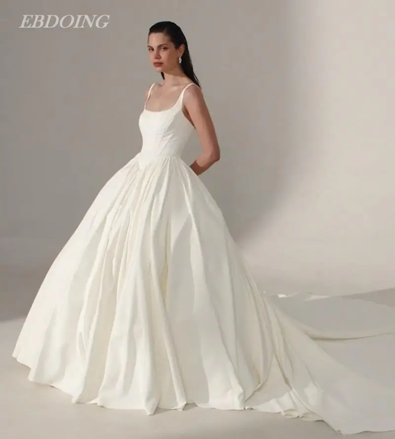 EBDOING Wedding Dress Ball Gown Square Collar Neckline Sleeveless Basque Customized Bride Gown Vestidos De Novias