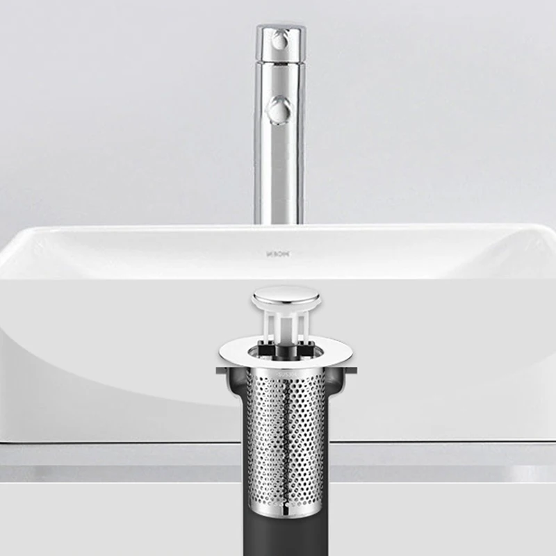 Washbasin Sink 304Stainless Steel Drain Filter Strainer Bouncing Core Mesh Anti-odor Bathroom Bathtub Accessories