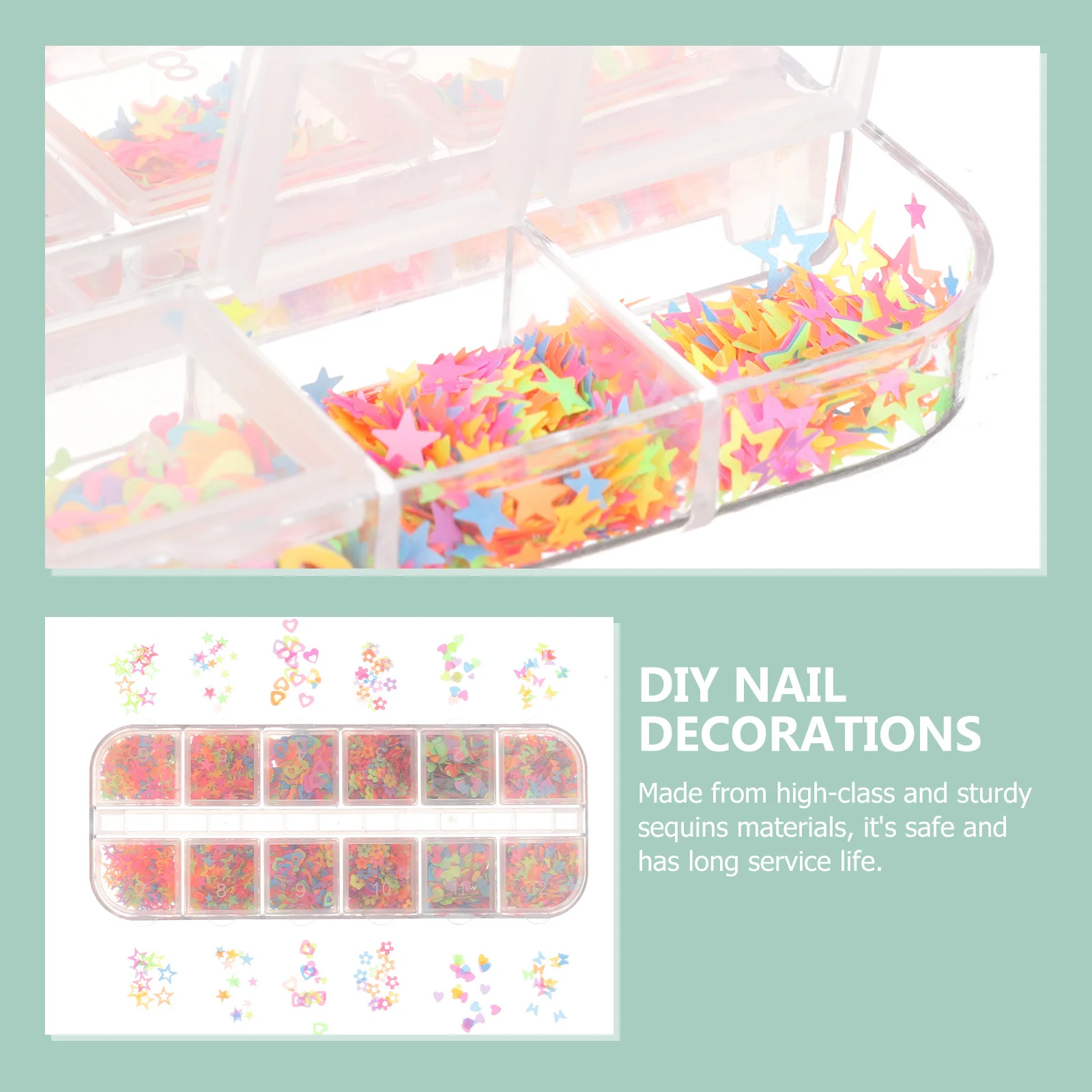 

Colorful Nail Glitter Sequins 4 Boxes Paillette Shimmer Effect DIY Manicure Kawaii Charms Fingernail Decoration