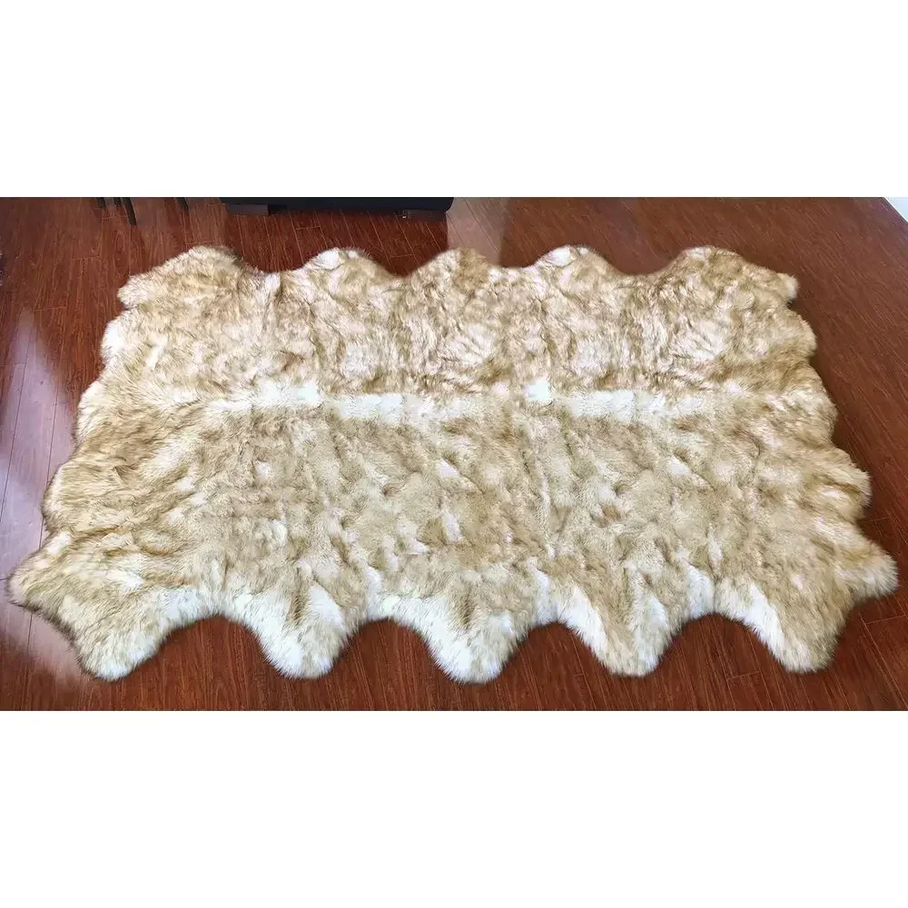 Hypoallergenic Silky Shag Rug, Plush Shaggy Carpet for Bedrooms and Living Rooms, 6x10 Feet, White with Brown Tips