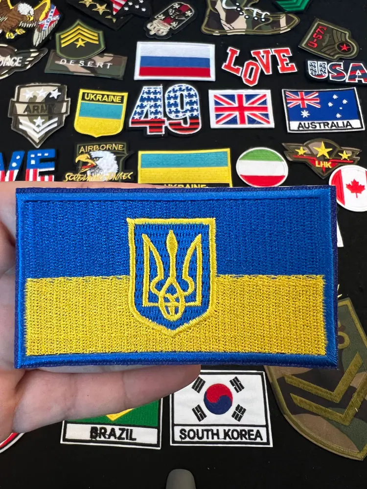 Ukraine Military Patch Iron-on Transfers National Flag Embroidery Patches for Clothing Thermoadhesive Patches Russian Patch