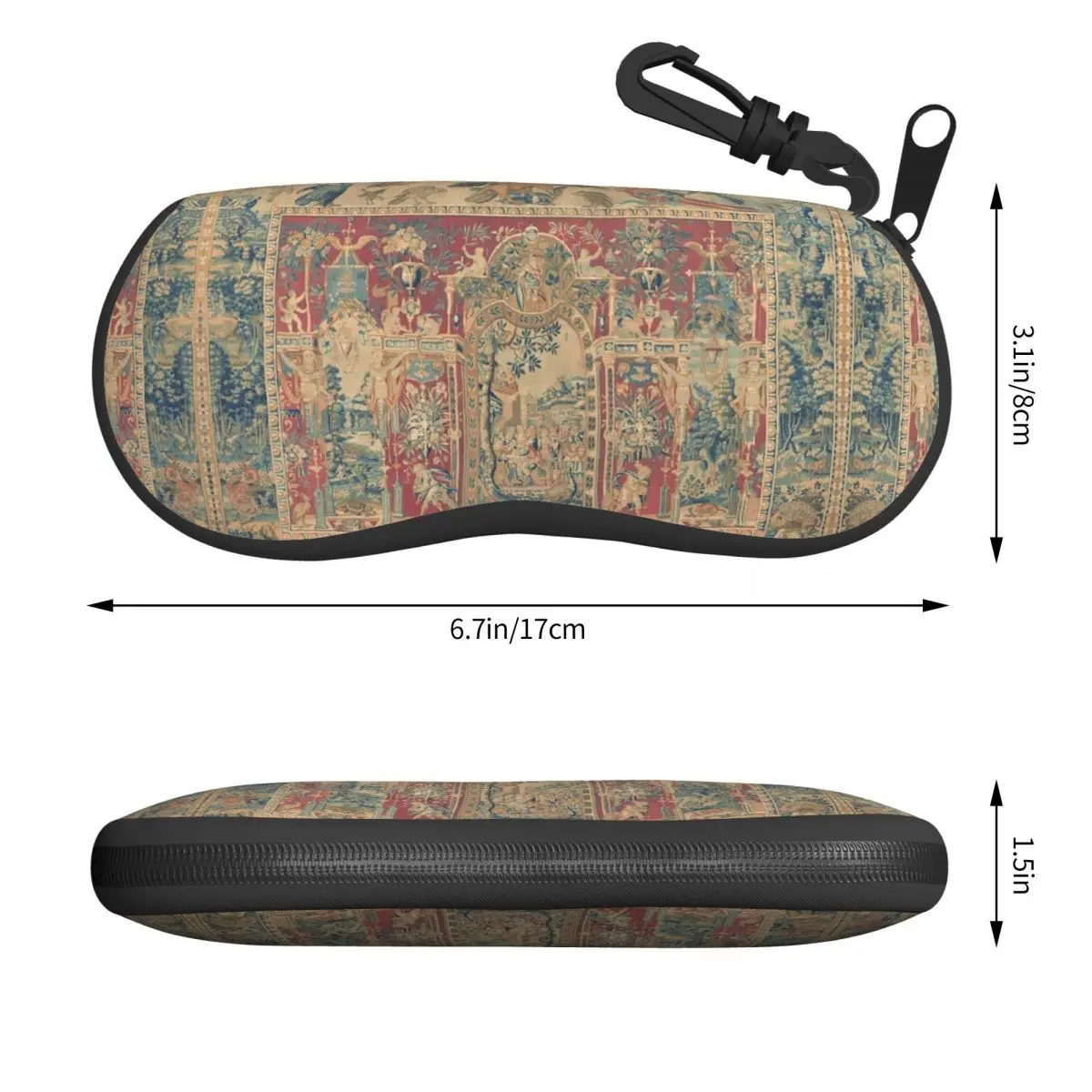 Antique Antwerp Grotesques Tapestry 16th Glasses Case Portable Aubusson Bohemian Antique Shell Eyeglasses Case Sunglasses Box