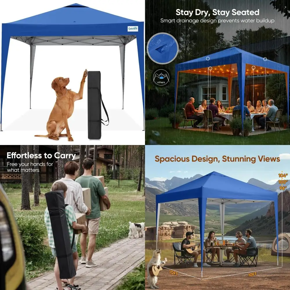 

Portable Instant Setup Pop Up Canopy Tent, 10x10 Waterproof UV Protection Shelter, Ideal for Outdoor Activities, Compact and Lig