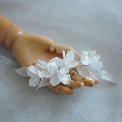 Pretty Fabric Floral Bridal Comb Hair Pins Silver Color Leaf Wedding Headpiece Handmade Women Hair Piece