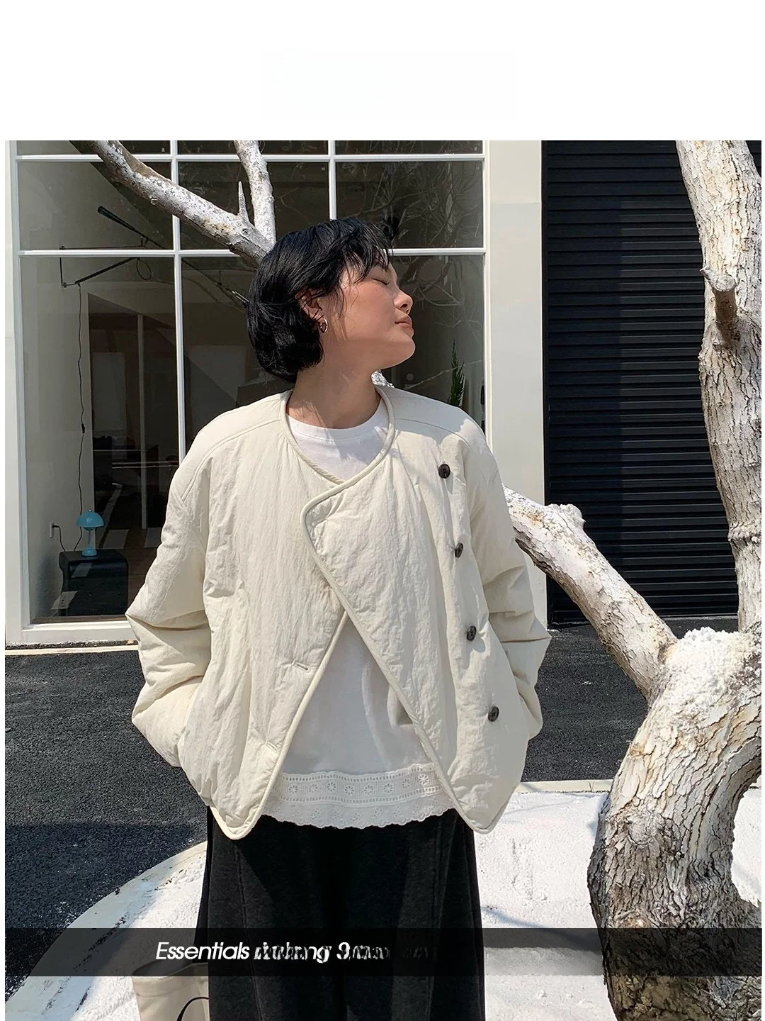 

Новая зимняя свободная хлопковая куртка Loomie для женщин: повседневная, универсальная, в корейском стиле, с длинными рукавами и круглым вырезом