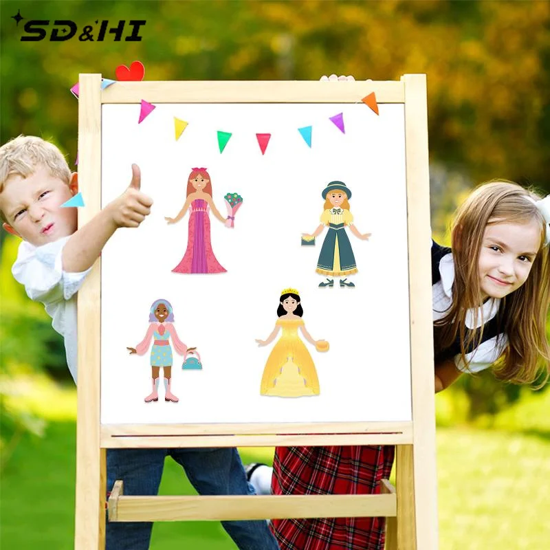 8Pcs Cute Dress Up Puzzle Stickers Cartoon Creative Fun Handbook Character Jigsaw Education Stickers Toys Decoration Sticker