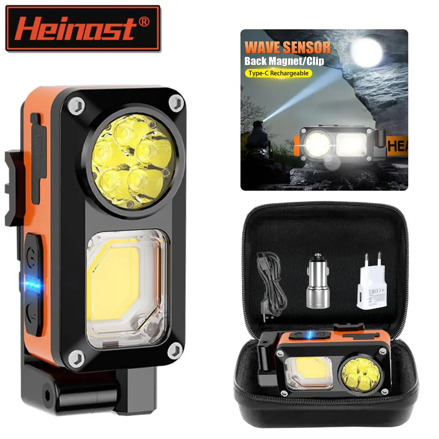 Portable Rechargeable COB LED Handheld Flashlights With Angle Adjustable Sensor Magnetic Headlamp For Outdoor Fishing Camping