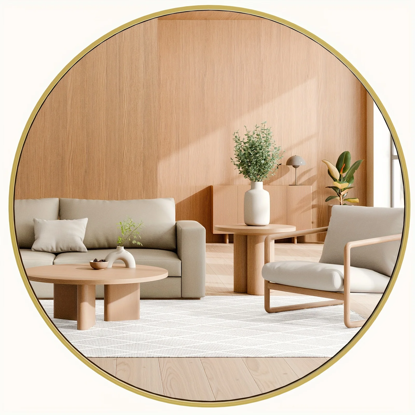 

Modern Circle Mirror with Sleek Aluminum Alloy Round Frame, Ideal for Bedroom, Bathroom, Living Room in Varied Sizes, Options in