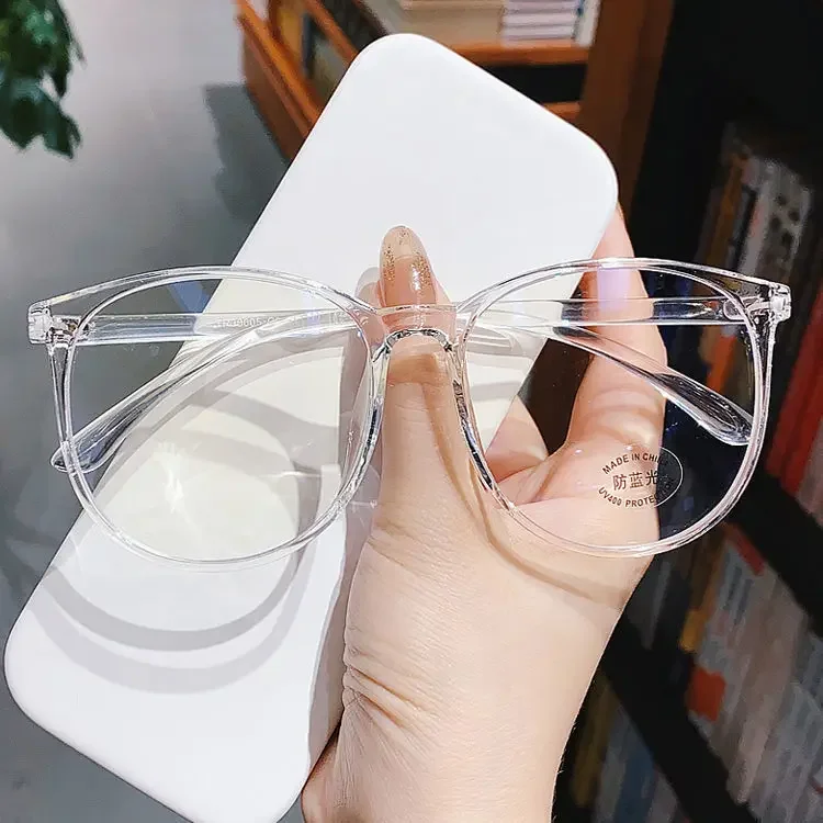 Transparent Anti Blue Light Glasses Women Men Round Frame Korean Fashion Eyeglasses Optical Eye Protection Spectacle Eyewear