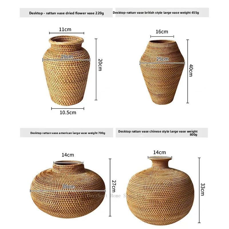 Autumn vine woven desktop vase, window decoration ornament, living room dried flower simulation vase