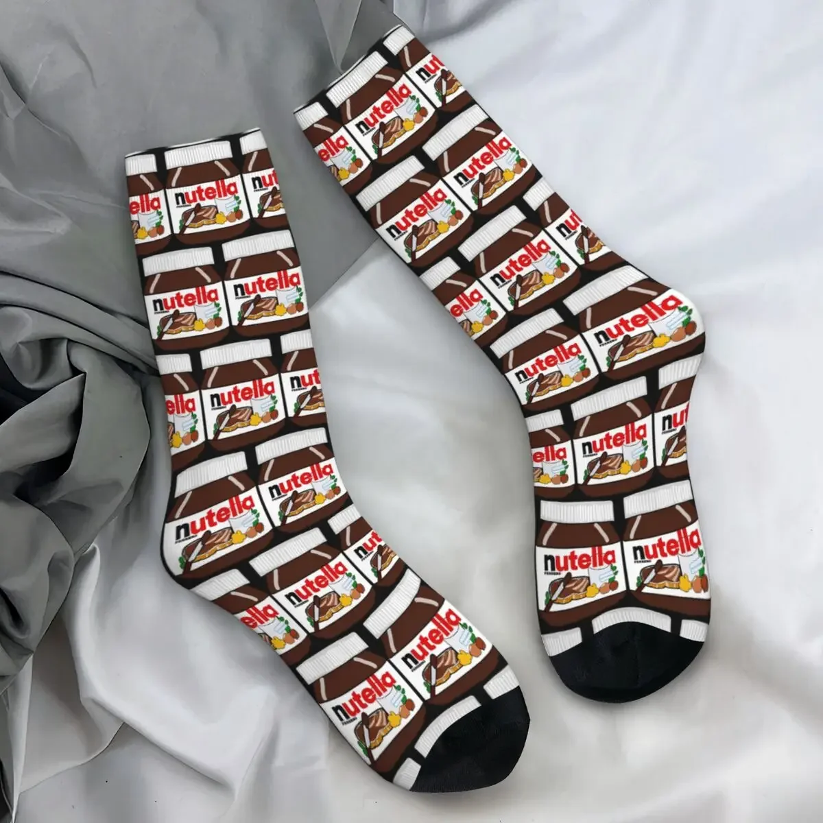 Adults Men Socks Foods Nutella Stockings Autumn Fashion Medium Soft Socks Design Cycling Non Slip Socks