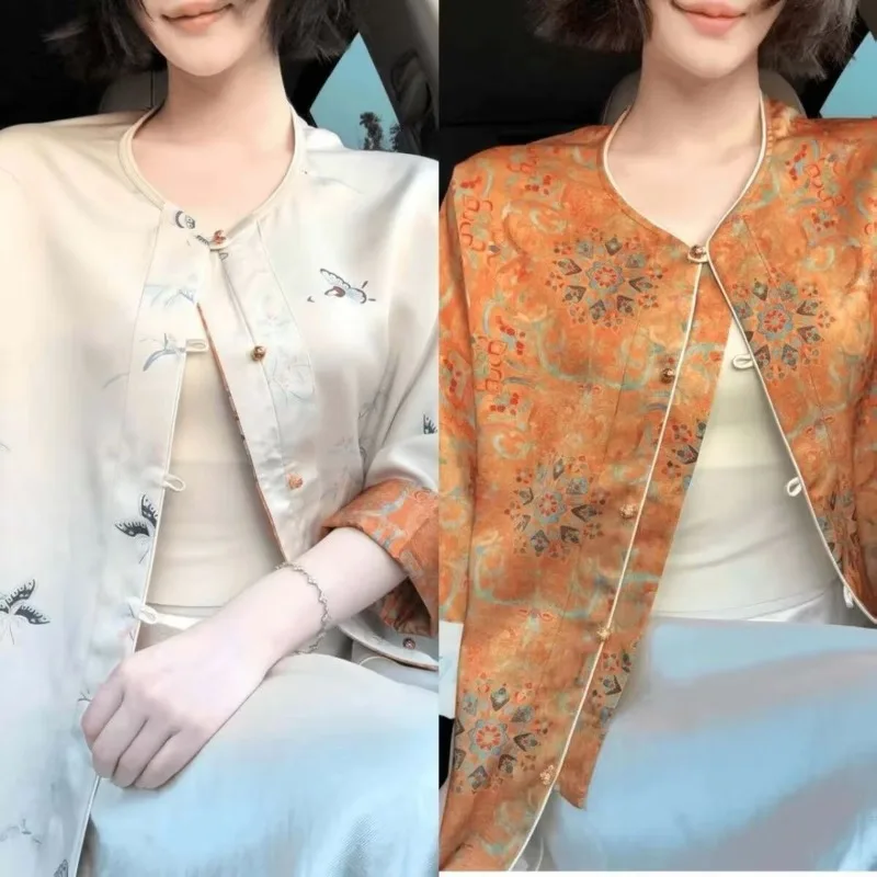 2026 Spring Autumn Temperament Highlights White Plate Buckle Women's Loose Double-Sided Wear Chinese Style Sunscreen Jacket Top