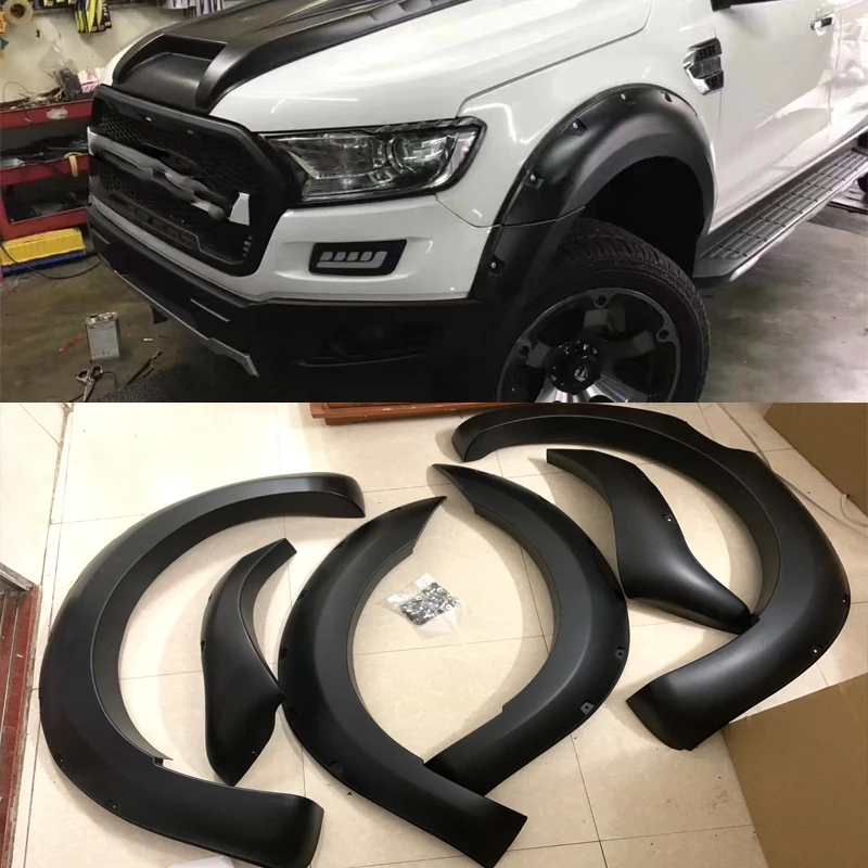 Exterior Auto Parts Fender Flares With Nut Wheel Arch Mudguard For Ford Ranger Wildtrak T7 2015 2016 2017 2018 Double Cabin