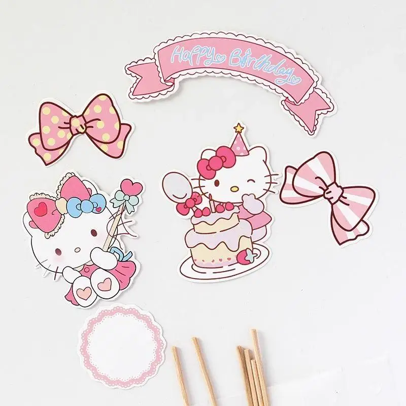 Kawaii sanrio ahoj kočička dort dekorace sada kuromi má melodie cinnamoroll narozeniny dort kreslený DIY dezert karta bázeň večírek