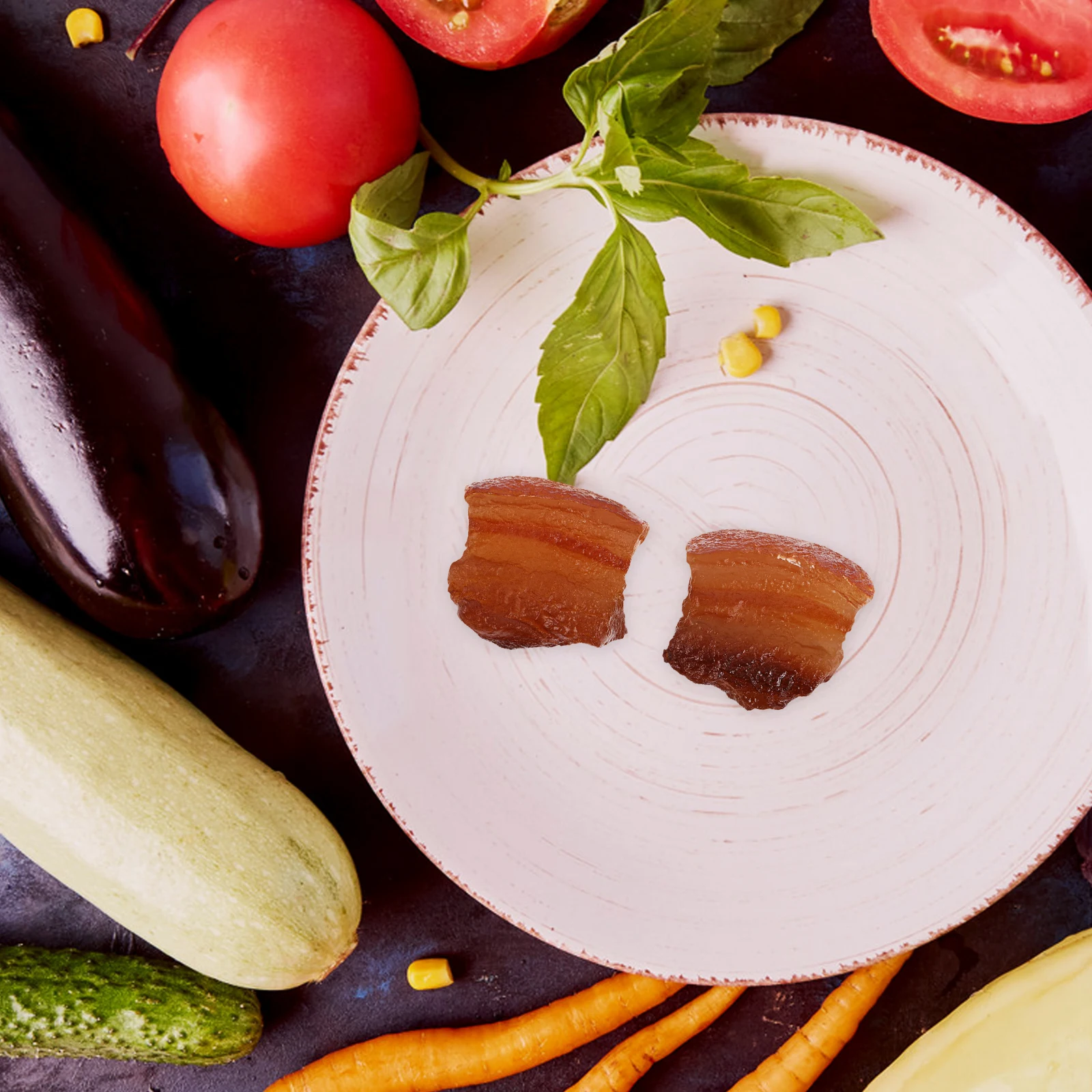 

2pcs Simulated Red-Cooked Pork Artificial Meat Decor Prop For Home Party Store Decoration Creative Photo Accessories Not Edible