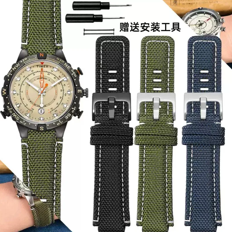 

24*16MM Bracelet For Timex Tidal Compass Canvas Watch Strap T2N721 TW2T76500 76300 TW2T6400 Men's High-quality Nylon Watch band