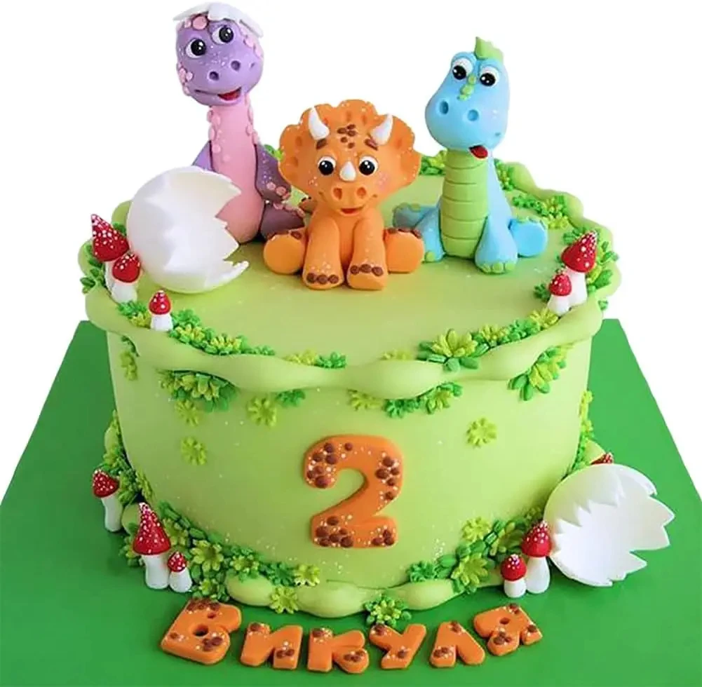 3PCS Dinosaur Theme Party Cake Topper Birthday Party Decorations Kids Boy Cake Decor