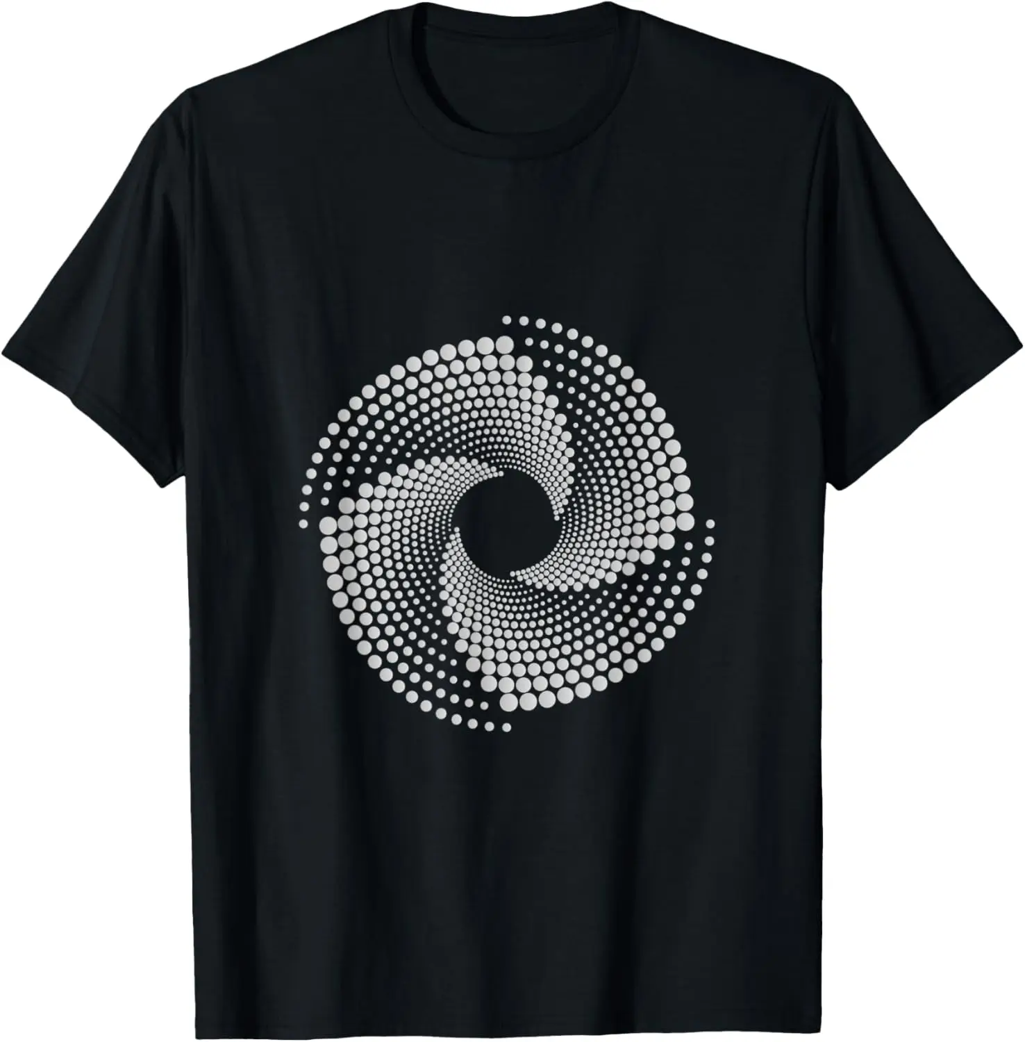 

Dot Spiral Art Black and White Graphic Optical Illusion T-Shirt