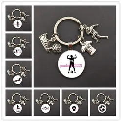 A brand new custom keychain bag pendant for football fans football world keychain ink picture convex glass keychain male gift