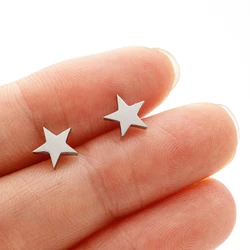 1 Pair New Stainless Steel Star Earrings Tiny Star Stud Earrings For Women Everyday Teen Mothers'day Celestial Birthday Gifts
