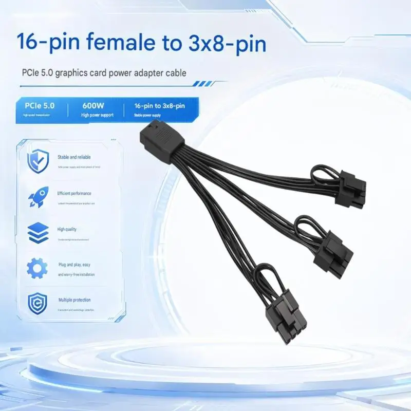 16 Pin GPU Wiring Cable with 18AWG Wire for Desktop Builds