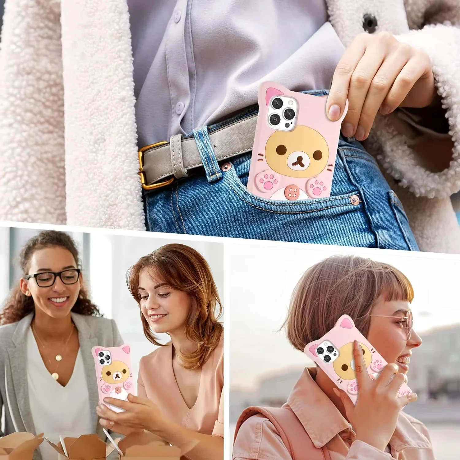 Funda de teléfono con dibujos animados para Moto G 2023 Play G, Funda de silicona pura a prueba de golpes, Funda trasera suave de alta calidad con oso gato Rilakkuma