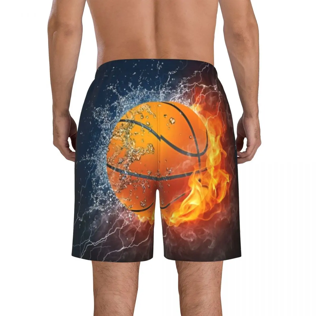 Баскетбольный мяч на огненном и воде, мужской купальник, плавки-боксеры, пляжные быстросохнущие шорты для плавания