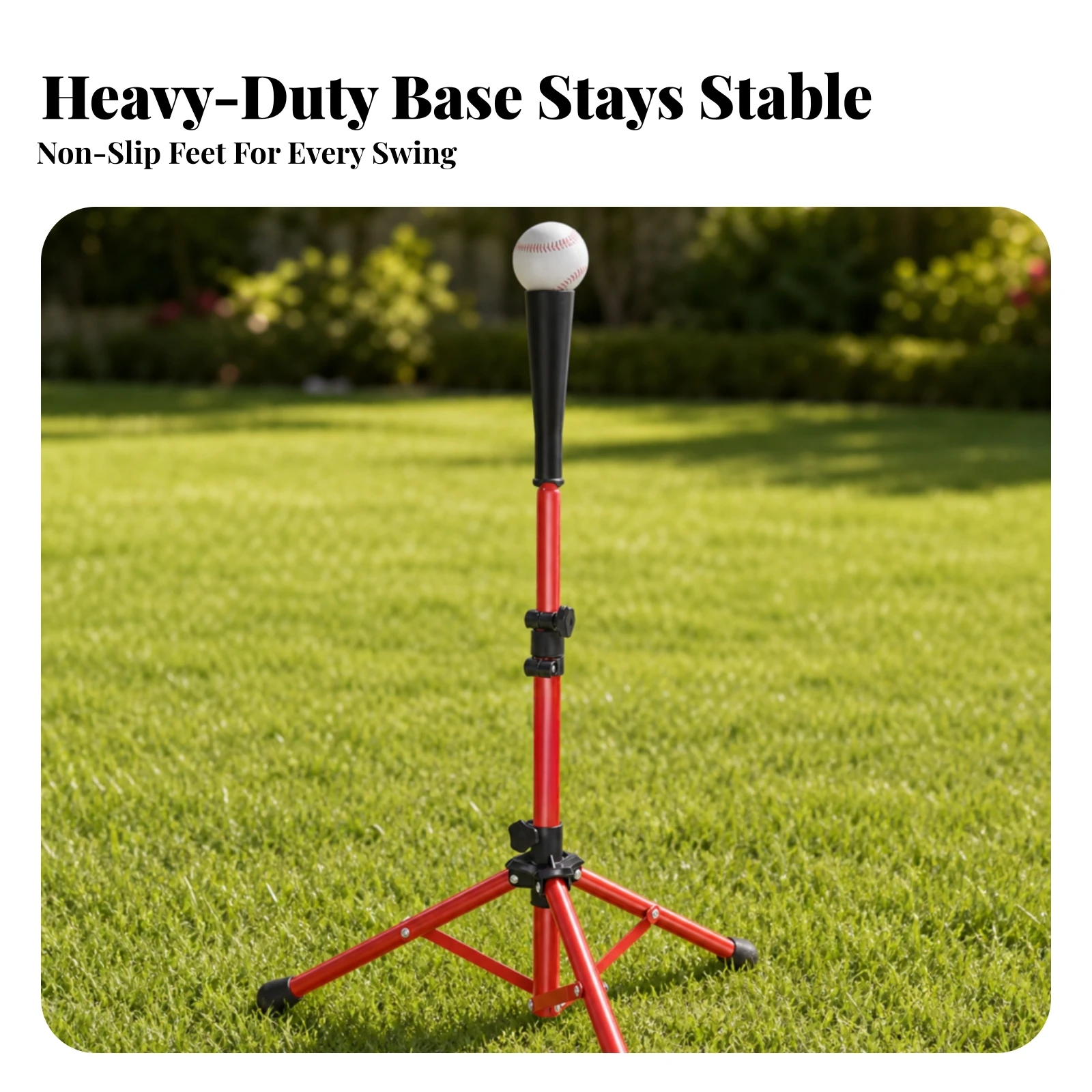 Baseball Tee Heavy Duty Softball Tee Sports Equipment Robust Flexible for Beginners, Backyard, Training Field