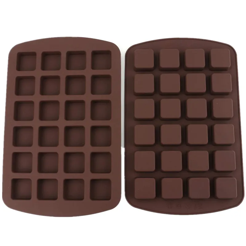 24-Cavitives Mini Brownie Silicone Mold Ice Cube Tray Square Silicon Chocolate Mould Candy Truffles Jelly