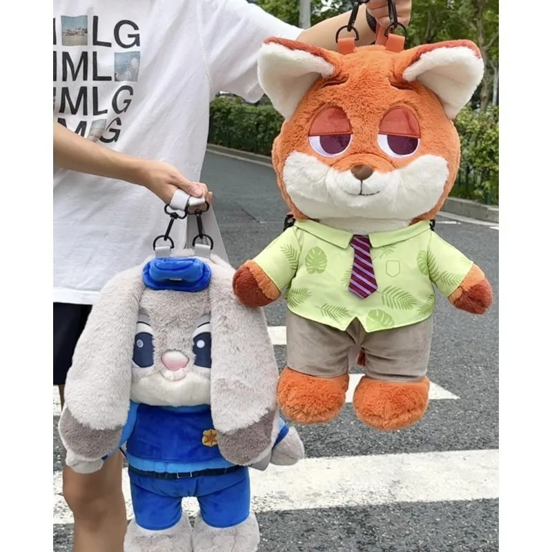 حقيبة ظهر ديزني زوتوبيا ذات سعة كبيرة جودي نيك حقيبة كتف موضة أنيمي لطيف المرأة حقيبة ظهر قطيفة طالب المدرسة Gif