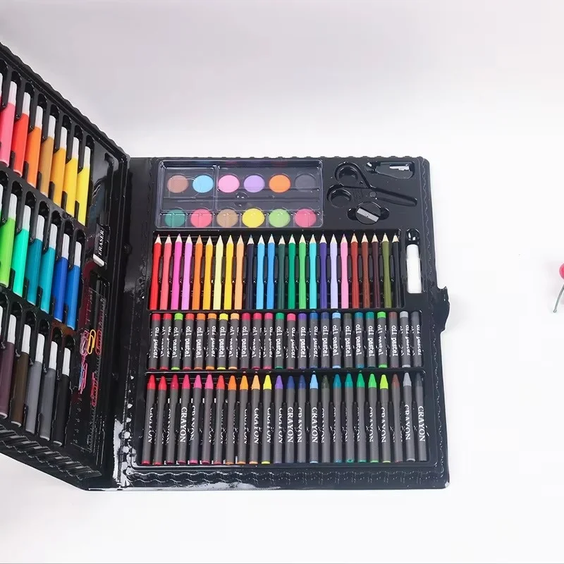 150 Brush Set Children\'s Painting, Stationery Art Oil Painting Stick Tools Watercolor Pen Crayon Pencil Graffiti Gift Box