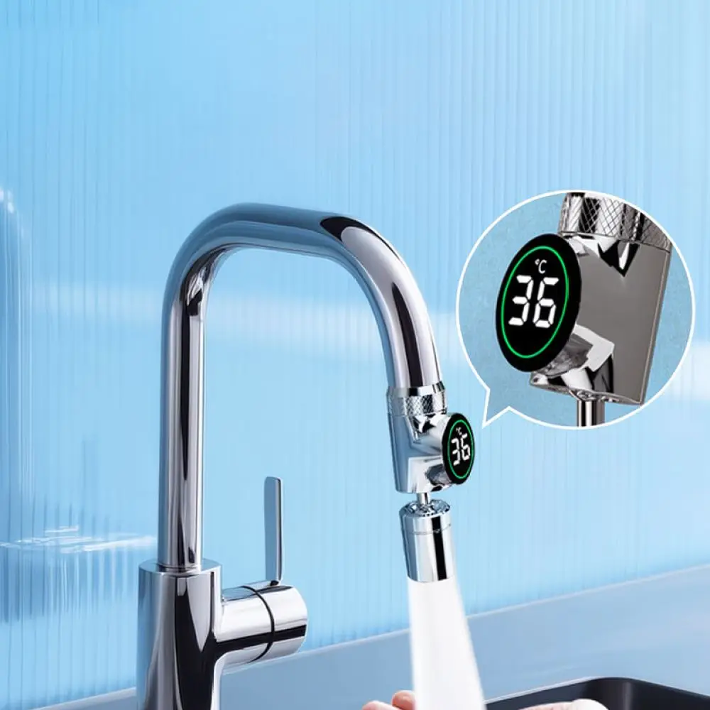 LED Temperature Sensing Faucet Attachment Kitchen Sink Aerator Universal Flexible Swivel Nozzle Water Bubbler
