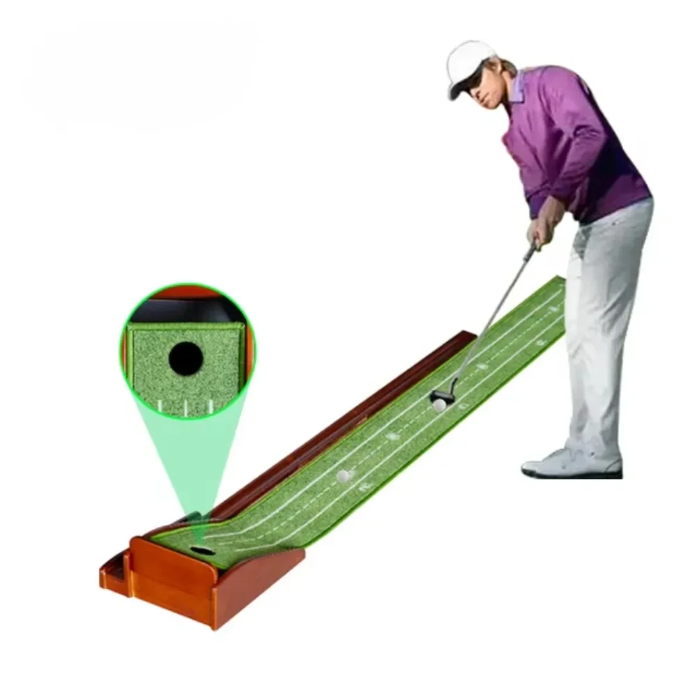 

Golf Putter Trainer,Automatic Return Track,Wooden 1 Hole,Mini Home Portable Golf Swing Mat,Indoor/Outdoor Golf Training Aid