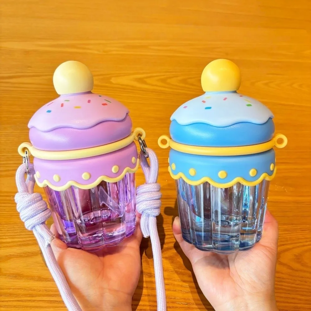 

with Lid and Straw Clear Tumbler Transparent Large Capacity Suction Cup Crossbody Hanging Rope Korean Ins Iced Coffee Cup Office