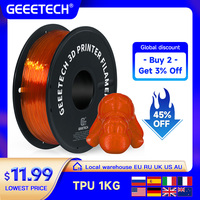 GEEETECH TPU 3D Printer Flexible Material Filament 1kg 2.2LBS/Spool 1.75mm Plastic Vacuum Packaging, Non-Toxic High Quality Safe