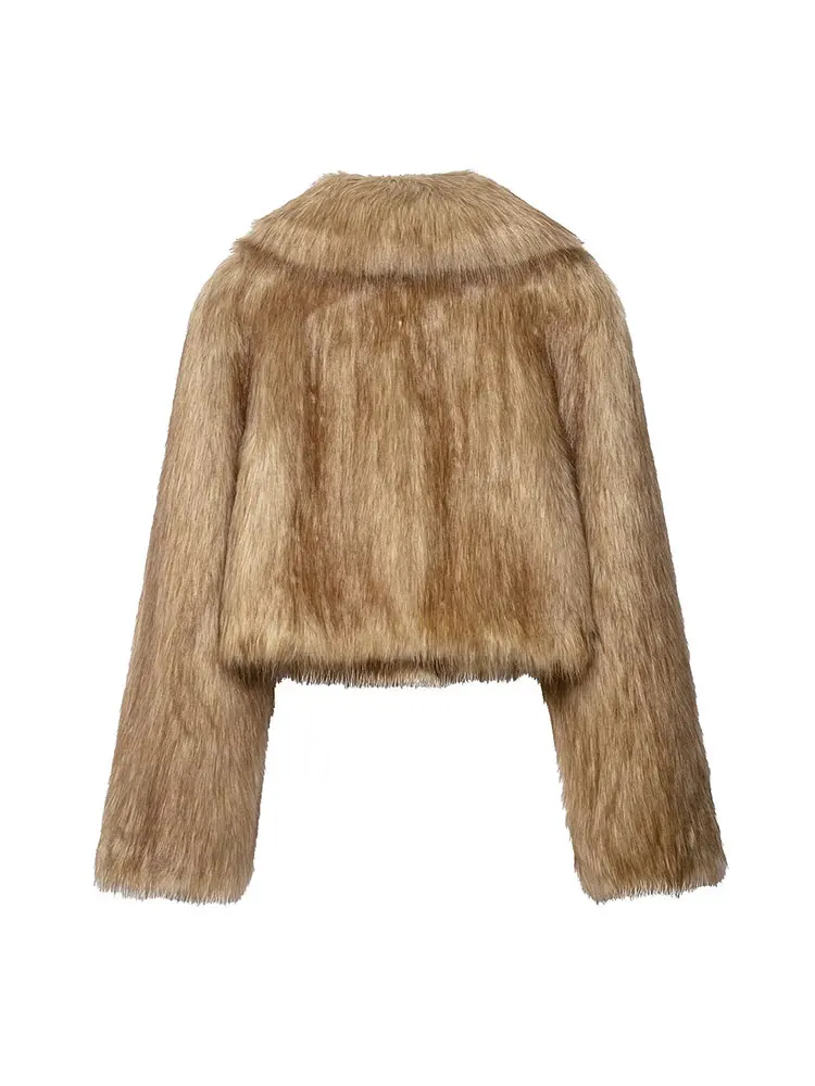 NLZGMSJ femmes hiver automne fausse fourrure veste manteau solide kaki à manches longues épais chaud vêtements d'extérieur moelleux manteau court pour les femmes