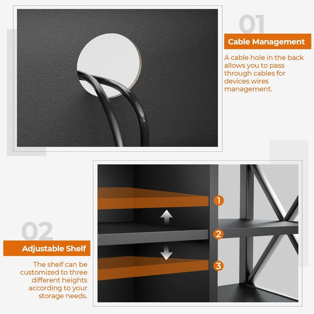 حامل تلفزيون للتلفزيون حتى 65 بوصة، مركز ترفيهي مع 6 خزائن تخزين لغرفة المعيشة، ستان تلفزيون المزرعة مقاس 55 بوصة #5