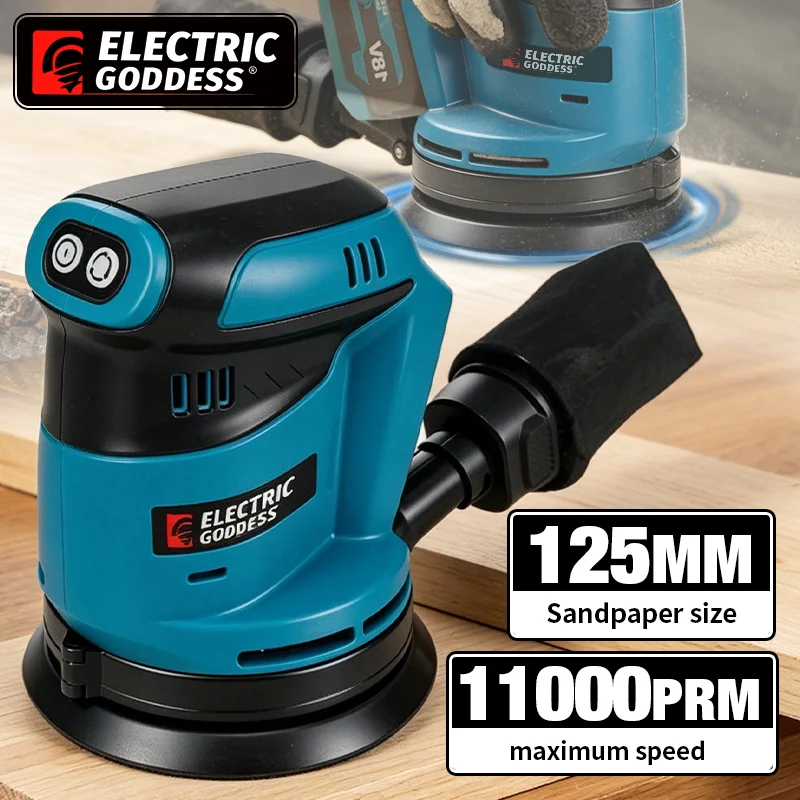 Electric Goddess Cordless 125mm Sander Disc 11000rpm Woodworking Sanding Putty Polishing Power Tool ﻿For Makita 18V Battery Pin