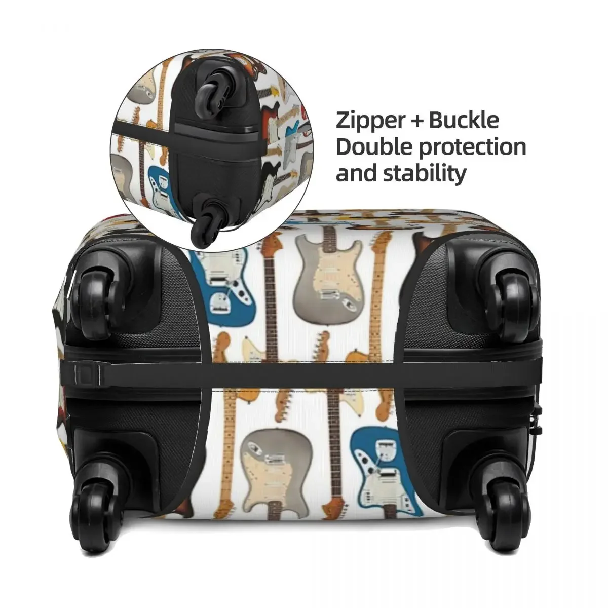 Vintage  Guitar Print Luggage Protective Dust Covers Elastic Waterproof 18-32inch Suitcase Cover Travel Accessories