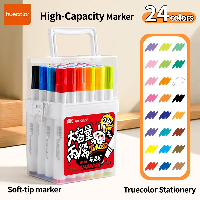 

Truecolor ZCA-6190 Bucket Large Capacity Acrylic Marker Pens 24 Colors Painting Special Use Scrapbooking Graffiti Special Use