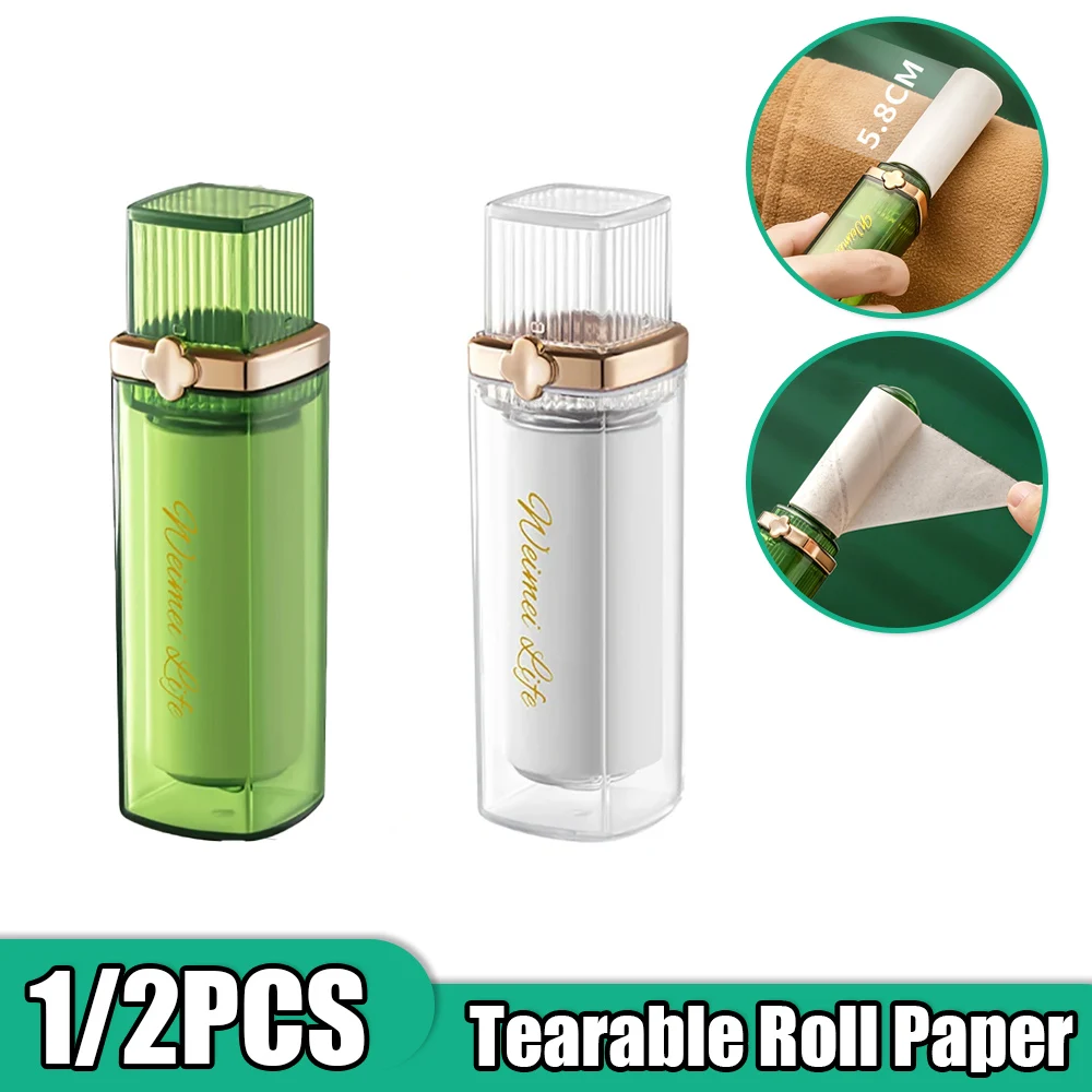 Tearable Roll Paper Sticky Roller Dust Wiper Pet Hair Clothes Carpet Tousle Remover With Replaceable Cleaning Brush Accessories