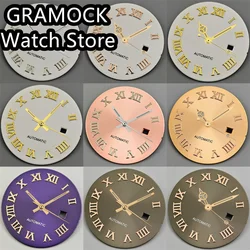 GRAMOCK 24.5mm Watch Dial With Hand Set White Brown Purple Pink Rose Gold Gold Dial Roman Index Fit NH05 Movement Women's Dial