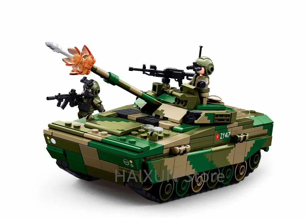 Briques de construction Sluban Building boy ZBD-04AS Véhicule blindé - Avec 2 figurines Puzzle jouet militaire char jouet cadeau